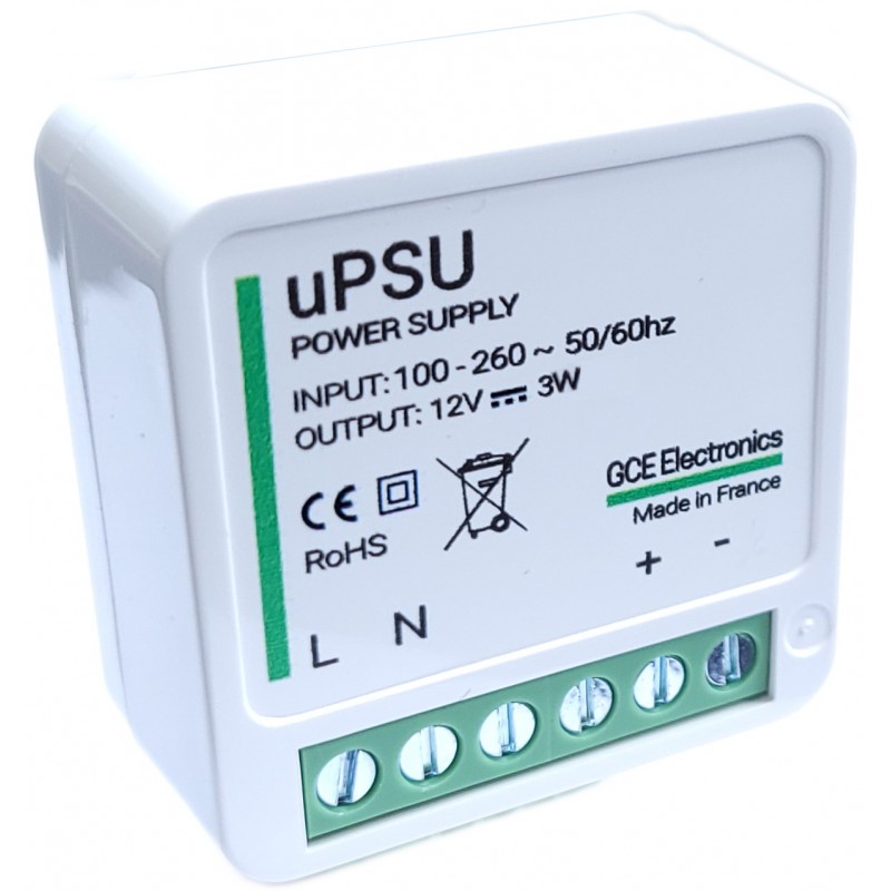 GCE officiel — Alimentation miniature uPSU 230 V AC / 12V DC 3W — 2