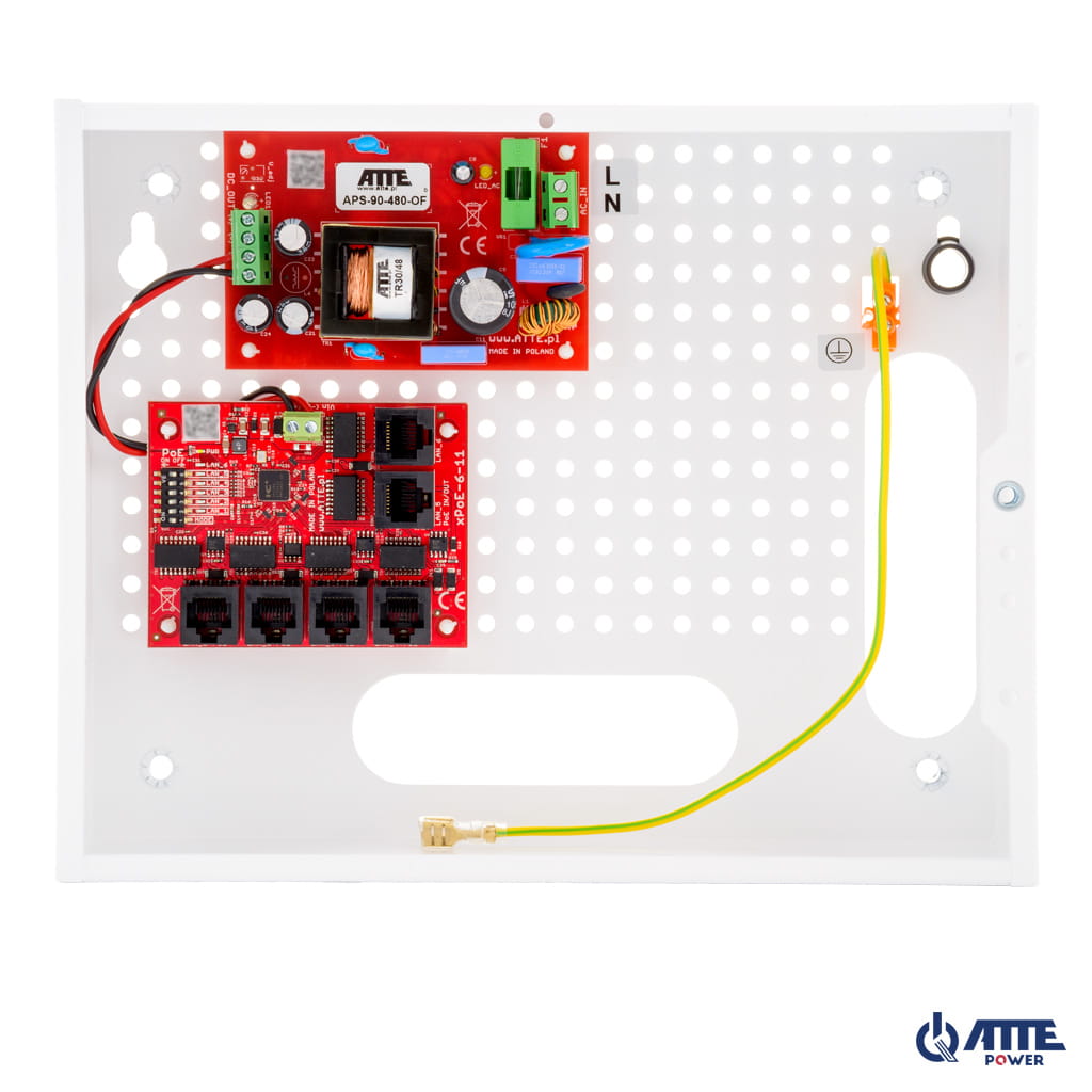 ATTE - Kit PoE 5 caméras 96 W – coffret intérieur 250 × 200 × 85 mm