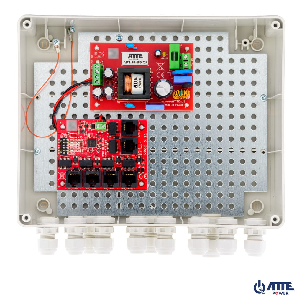 [IP-5-11-L2] ATTE - Kit PoE 5 caméras 96 W – coffret extérieur IP56 240 × 190 × 90 mm
