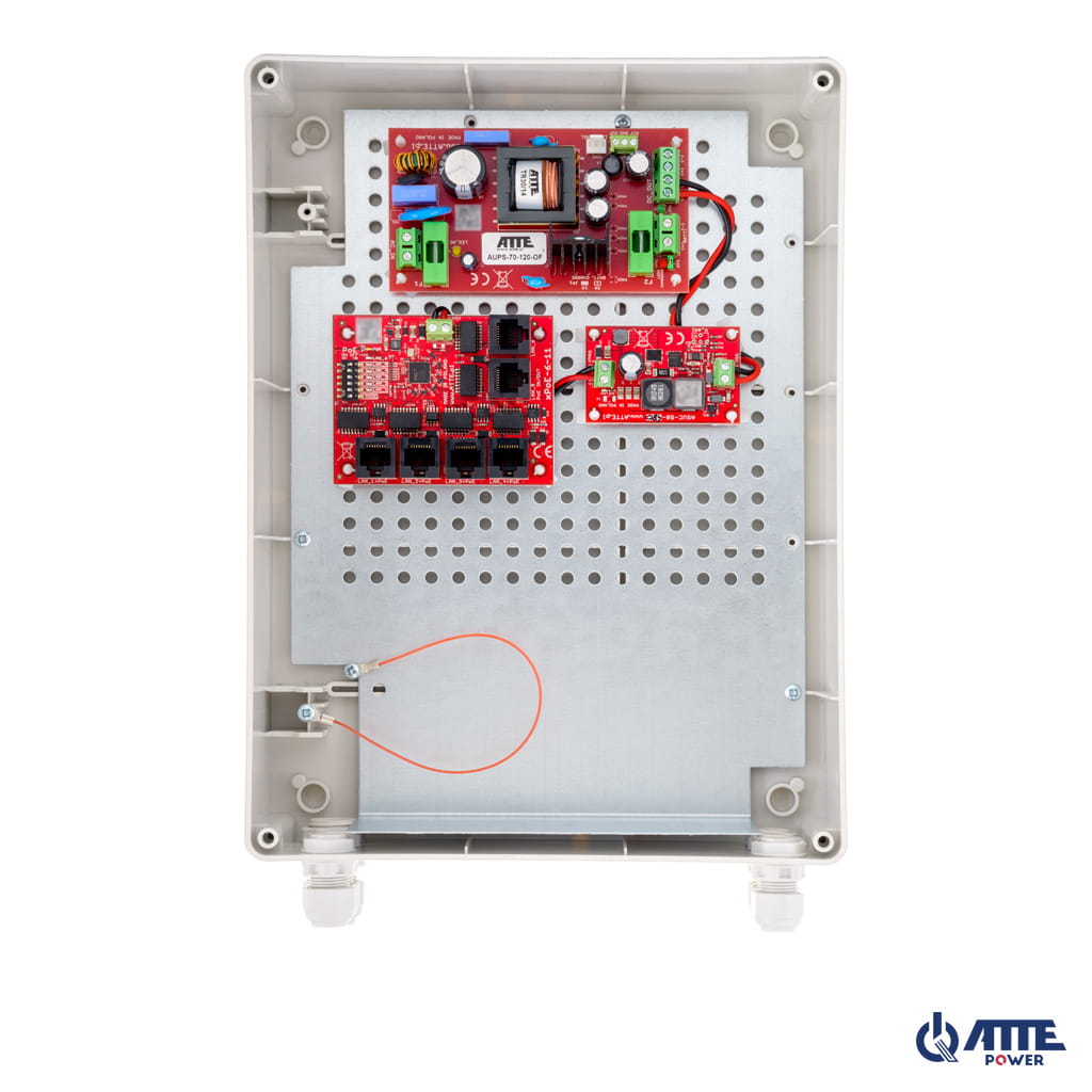 ATTE - Kit PoE secouru 5 caméras – coffret extérieur, batterie 7 Ah