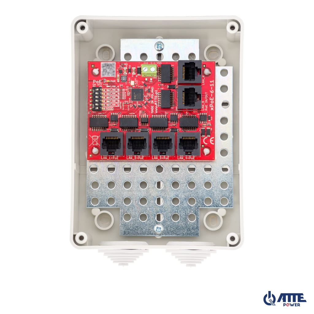 ATTE - Switch PoE 6 ports Fast Ethernet longue portée – coffret à bouchons