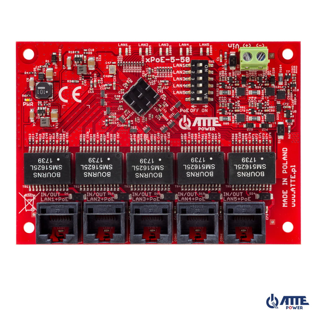 ATTE - Switch PoE Gigabit 5 ports – 2 sorties 100 W et 3 sorties 70 W