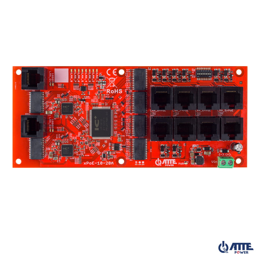 ATTE - Switch PoE 10 ports (8 × PoE 10/100 Mb/s + 2 × Gigabit uplink)