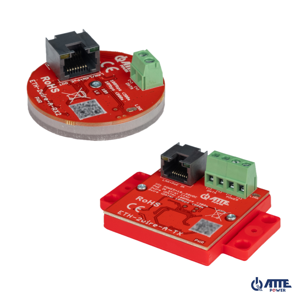 ATTE - Kit Ethernet et PoE sur 2 fils 10/100 Mb/s – récepteur rond, portée 800 m