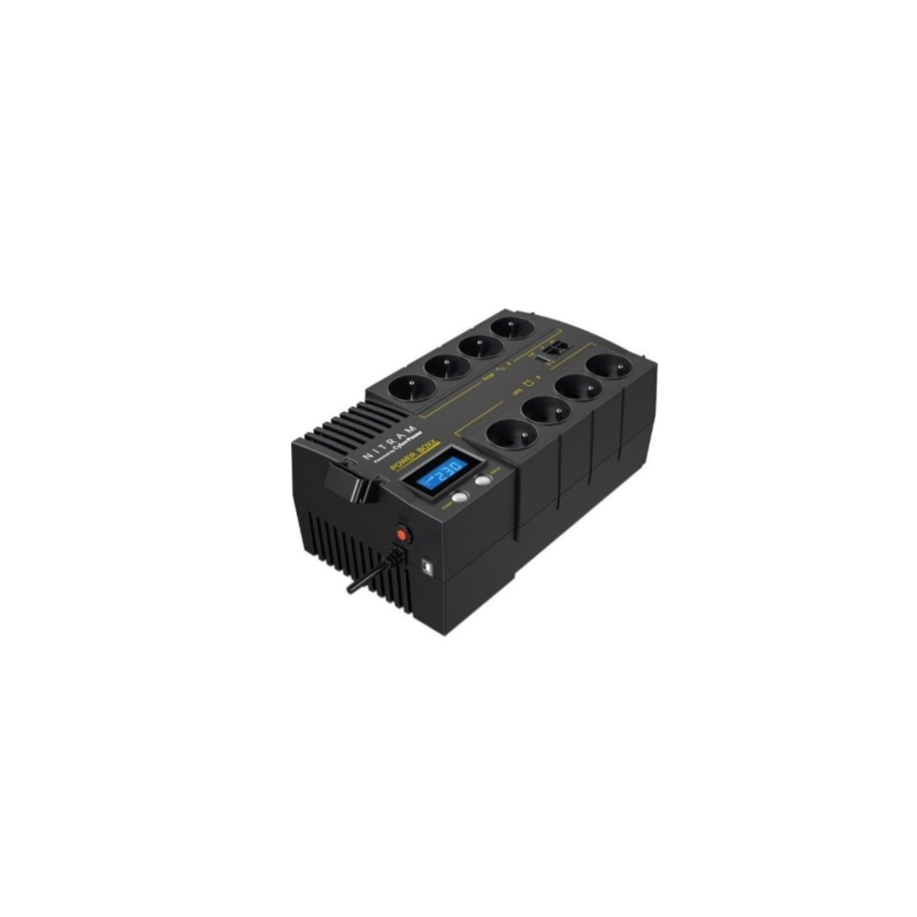 NITRAM - PB 1200LCD - Onduleur line interactif 1200 VA / 720 W - 4 prises ondulées et 4 protégées