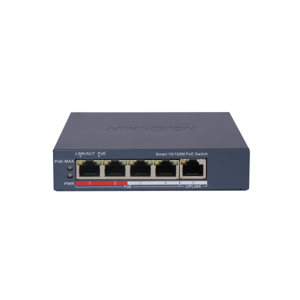 Switch PoE Hikvision Smart 4 ports – portée étendue