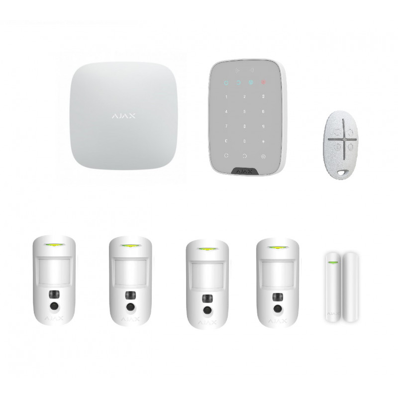 AJAX - HUB 2 PLUS + 4*MOTIONCAM + DOORPROTECT + SPACECONTROL + KEYPAD - BLANC