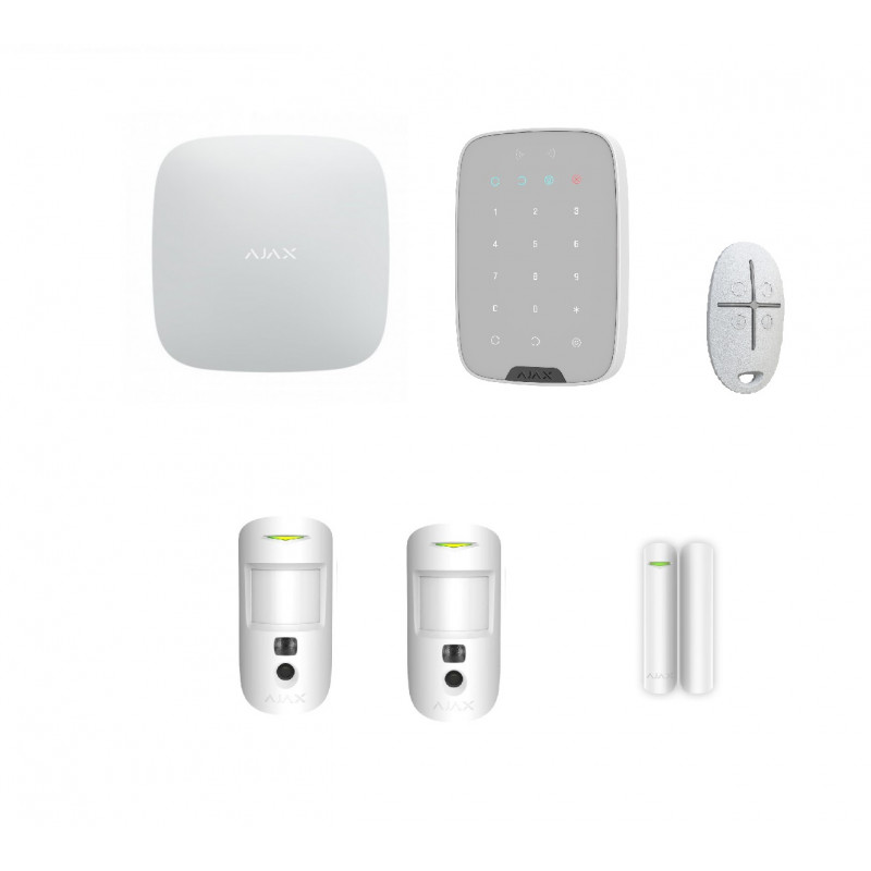 AJAX - HUB 2 PLUS + 2*MOTIONCAM + DOORPROTECT + SPACECONTROL + KEYPAD - BLANC
